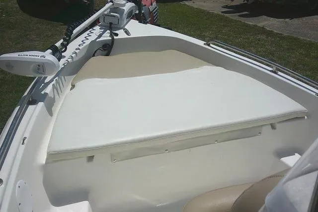 Slide: The Image of 2018 Key West 1720 Center Console boat with trolling motor on deck. - 13