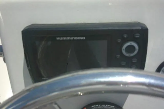 Slide: The Image of Humminbird fish finder on 2018 Key West 1720 Center Console boat dashboard. - 25