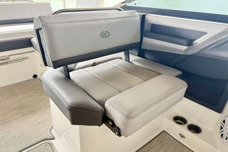 Slide: The Image of 2023 Cobalt R6 boat seat with premium upholstery and modern design. - 15