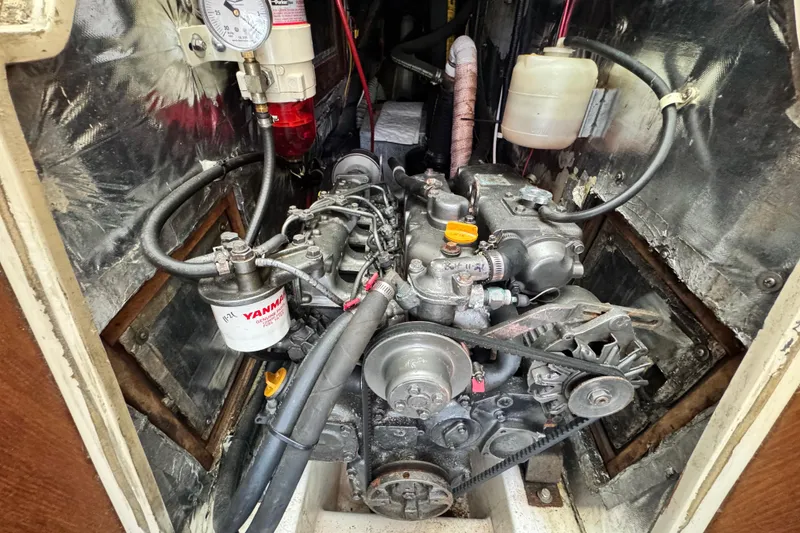 Slide: The Image of Engine compartment of a 1990 Catalina 42 MkII sailboat with Yanmar diesel engine. - 24