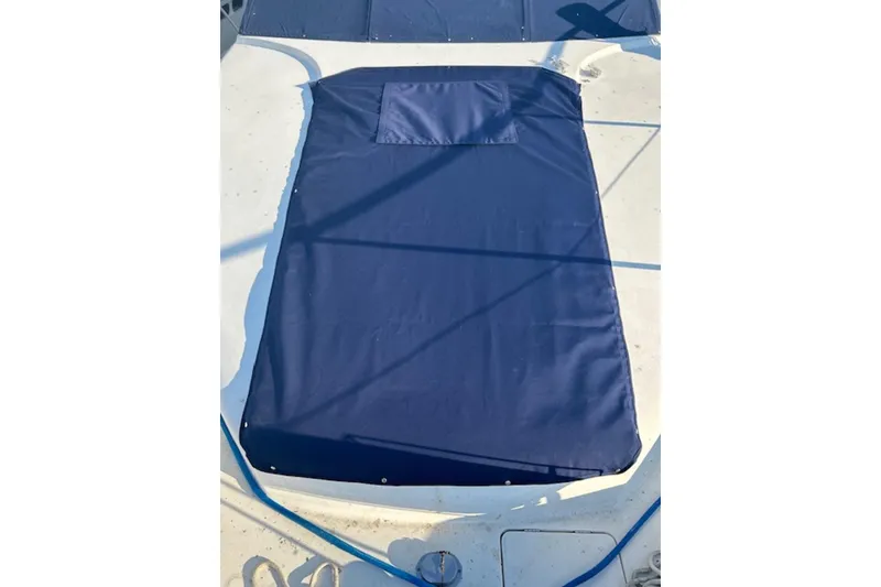 Slide: The Image of Blue cover on 1996 Silverton 442 Cockpit Motor Yacht deck. - 4