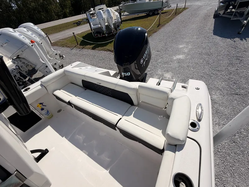 Slide: The Image of Interior view of a 2022 Tidewater 220 LXF boat with Yamaha engine. - 13