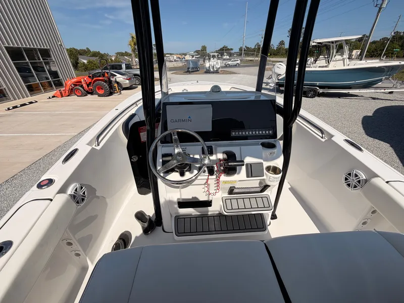 Slide: The Image of Interior view of 2022 Tidewater 220 LXF boat with Garmin controls. - 16