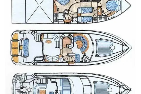 Slide: The Image of Floor plan of a 2005 Neptunus 56 Flybridge yacht, showcasing interior layout. - 41
