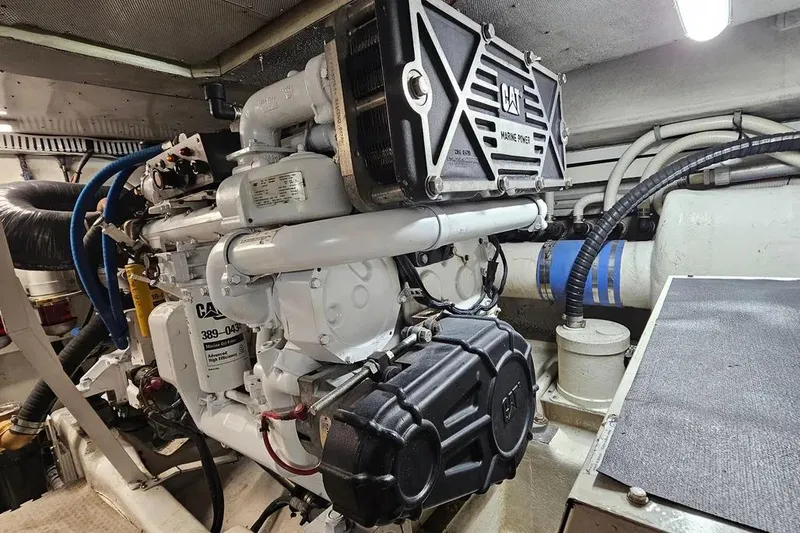 Slide: The Image of Engine room of 2005 Neptunus 56 Flybridge yacht with CAT marine engine. - 72