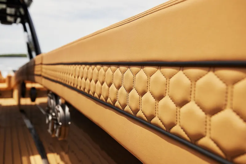 Slide: The Image of Luxurious tan leather interior of 2026 Midnight Express 52 Vitesse boat. - 34