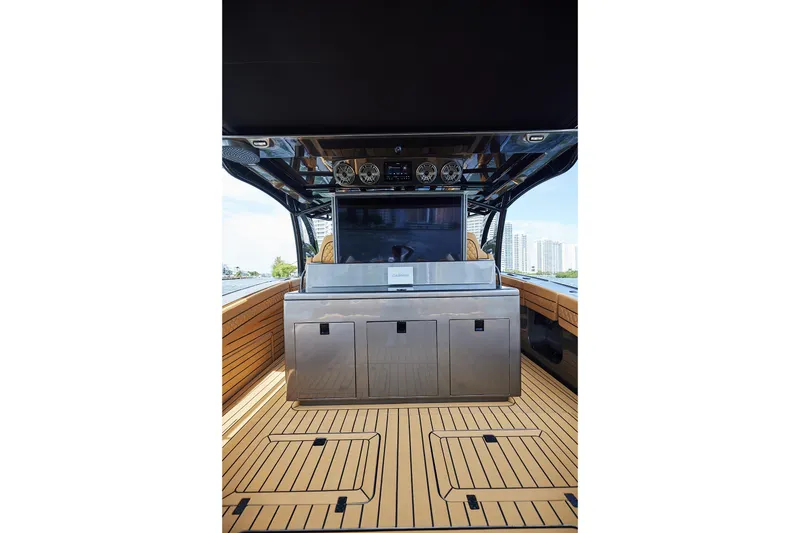 Slide: The Image of Luxurious interior of 2026 Midnight Express 52 Vitesse yacht with sleek design elements. - 66