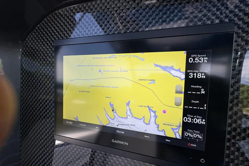 Slide: The Image of Garmin navigation display on 2020 Nor-Tech 340 Sport Center Console boat dashboard. - 27