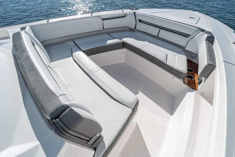 Slide: The Image of Luxurious seating area on the 2019 Tiara Yachts 38 LS. - 38