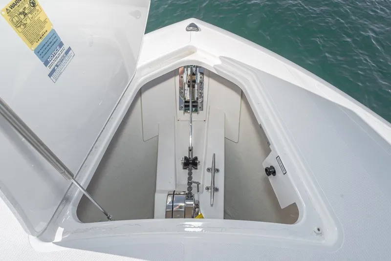 Slide: The Image of Anchor locker of 2019 Tiara Yachts 38 LS on open water. - 39