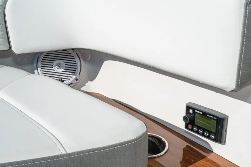 Slide: The Image of Interior of 2019 Tiara Yachts 38 LS with speaker and control panel. - 44