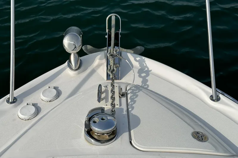 Slide: The Image of Bow of 2007 Sea Ray 340 Sundancer with anchor and chain mechanism. - 15