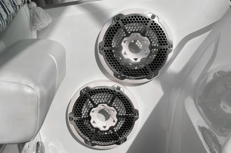 Slide: The Image of Speakers on 2007 Sea Ray 340 Sundancer boat, featuring sleek design and modern audio system. - 26