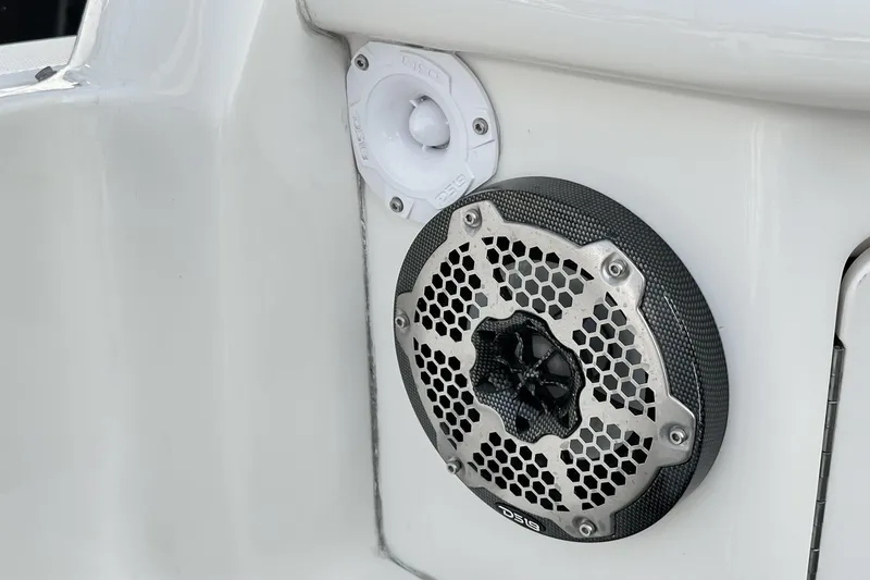 Slide: The Image of Close-up of a 2007 Sea Ray 340 Sundancer boat speaker and control panel. - 27