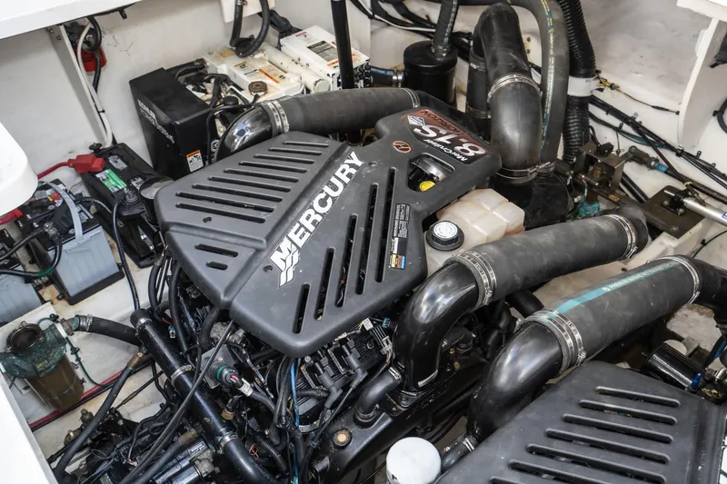 Slide: The Image of Engine room of a 2007 Sea Ray 340 Sundancer with Mercury 8.1S motor. - 54