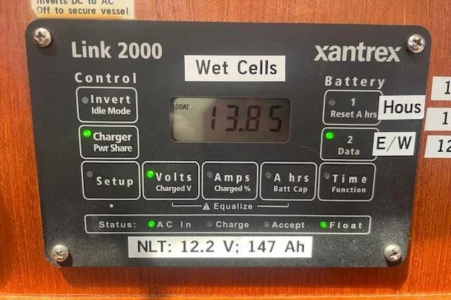 Slide: The Image of Control panel of a Xantrex Link 2000 battery monitor on a 2001 Hunter 380. - 23