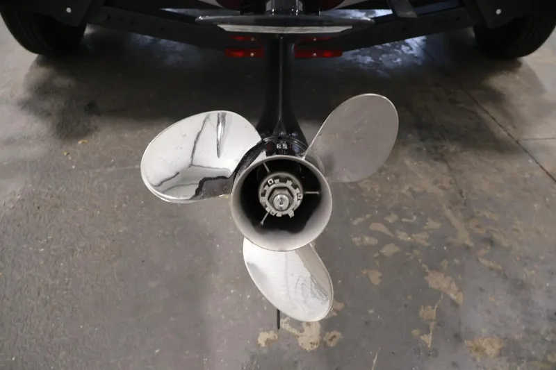 Slide: The Image of Propeller of 2025 Crestliner 1950 Fish Hawk WT boat on a concrete floor. - 41