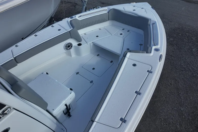 Slide: The Image of 2026 Blazer Bay Makaira 2800 boat interior with spacious seating and storage compartments. - 8
