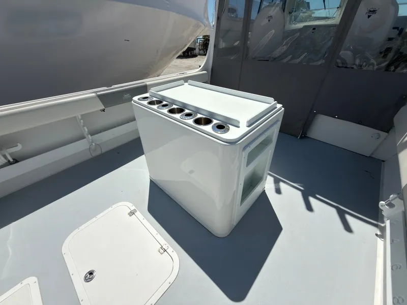 Slide: The Image of Steiger Craft 31 Fisherman 2023 bow view on calm water. - 14