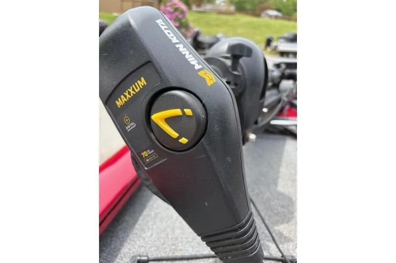 Slide: The Image of Close-up of Minn Kota Maxxum trolling motor on 2023 Tracker Pro Team 195 TXW Tournament Edition. - 12