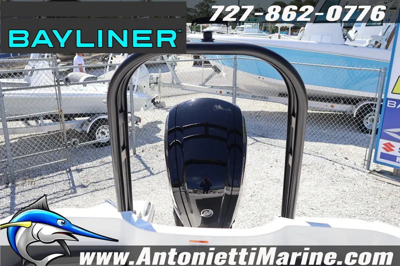 Slide: The Image of Bayliner Element E16 boat displayed at Antonietti Marine dealership, 2026 model. - 20