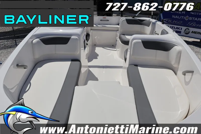 Slide: The Image of 2026 Bayliner Element E16 boat interior with seating, displayed at Antonietti Marine. - 7