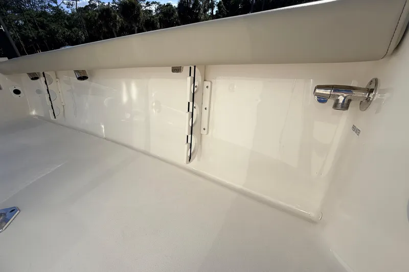 Slide: The Image of 2024 Key West 210 Bay Reef boat interior detail with stainless steel fittings. - 54