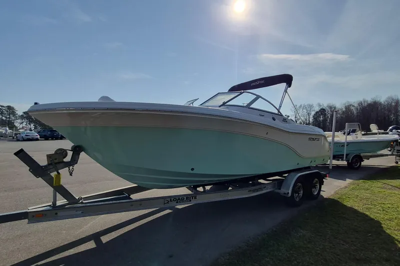 Slide: The Image of 2015 Sea Fox 226 Traveler boat on trailer under sunny sky. - 3
