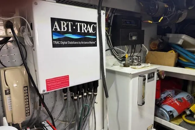 Slide: The Image of 1995 Symbol Pilothouse engine room with ABT-TRAC stabilizer system and equipment. - 50