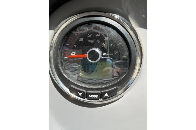 Slide: The Image of Close-up of 2022 Chaparral 23 SSi boat tachometer displaying engine hours. - 13