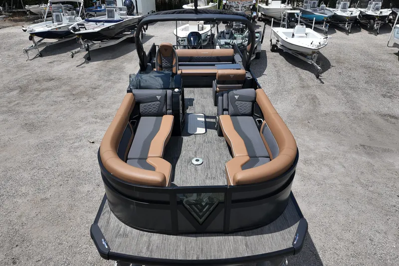 Slide: The Image of Luxurious 2026 Viaggio Diamante 24 S pontoon boat with elegant seating and modern design. - 5