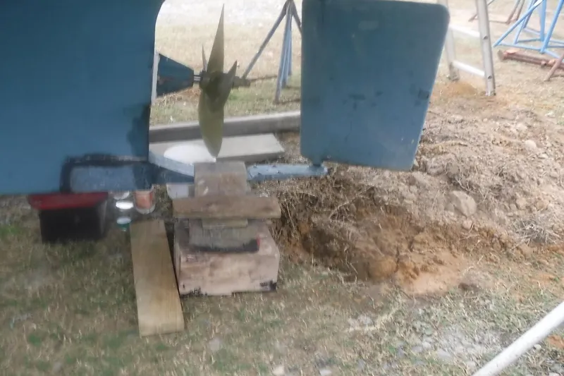 Slide: The Image of Propeller and rudder of 1983 Grand Banks 36 Classic on dry land. - 4