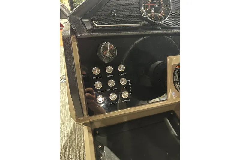 Slide: The Image of Dashboard controls of 2026 Viaggio Diamante D22S with various buttons and switches. - 20