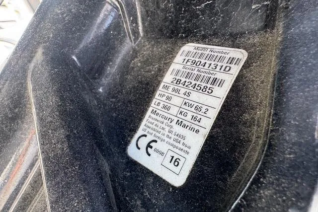 Slide: The Image of Label on a 2017 Boston Whaler 170 Montauk, displaying model and serial numbers. - 14