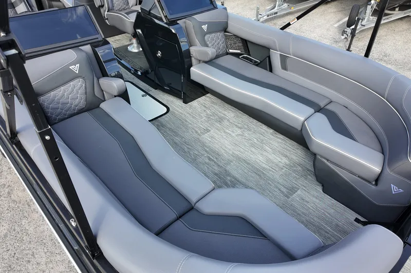 Slide: The Image of Luxurious interior of 2026 Viaggio Diamante D24U boat with sleek gray seating. - 5