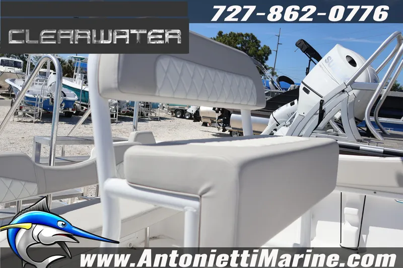 Slide: The Image of 2026 Clearwater 2000 Center Console boat with seating and outboard motor, displayed at Antonietti Marine. - 4