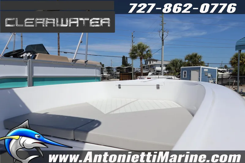 Slide: The Image of Clearwater 2000 Center Console boat, 2026 model, displayed at Antonietti Marine dealership. - 6