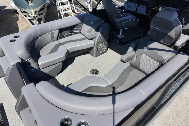 Slide: The Image of Luxurious interior of 2026 Viaggio Diamante 22UW boat with plush seating and modern design. - 5