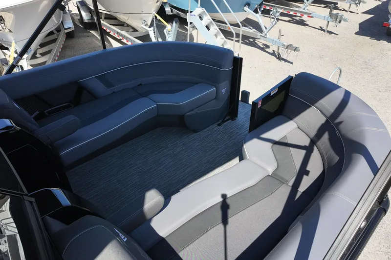 Slide: The Image of Luxurious seating area on the 2026 Viaggio Diamante 22UW boat, featuring sleek, modern design. - 8