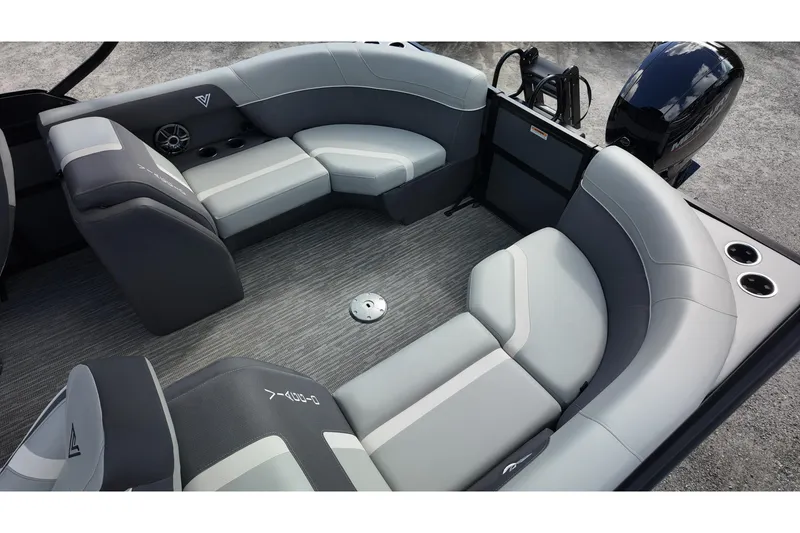 Slide: The Image of Luxurious interior of 2026 Viaggio Lago X22U boat with plush seating and modern design. - 15