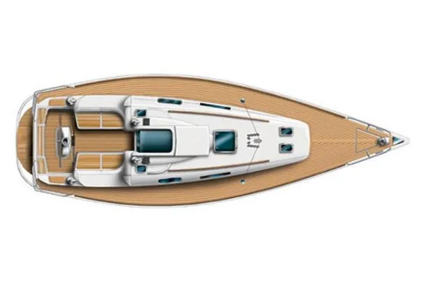 Slide: The Image of Dufour 34 Performance 2004, top view, sailboat layout. - 40
