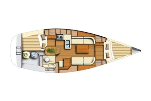 Slide: The Image of Layout of Dufour 34 Performance yacht, year 2004. - 41