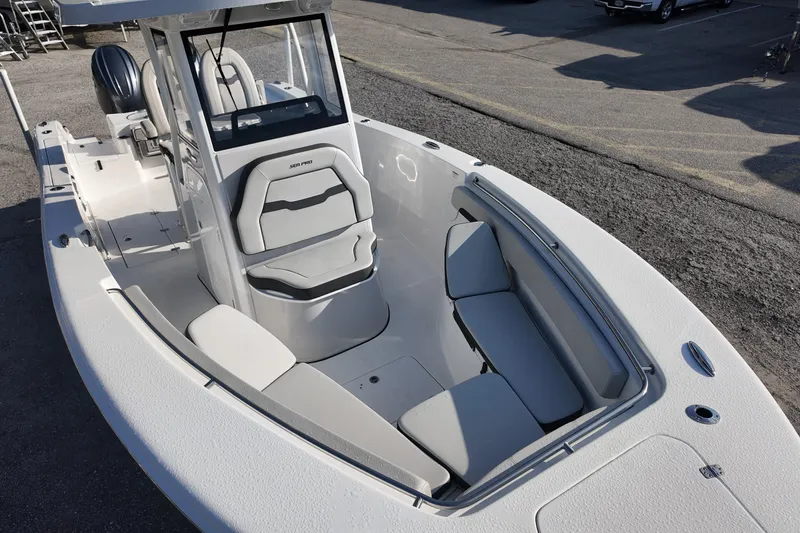 Slide: The Image of 2025 Sea Pro 262 Offshore boat with spacious seating and modern design. - 12