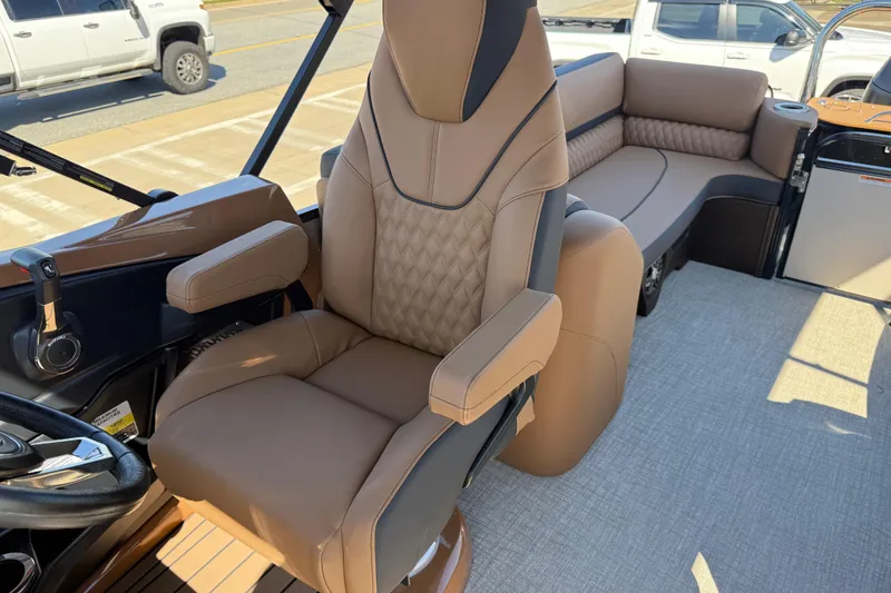 Slide: The Image of Luxurious seating on 2026 Avalon Catalina Quad Lounge boat, featuring premium upholstery and modern design. - 25