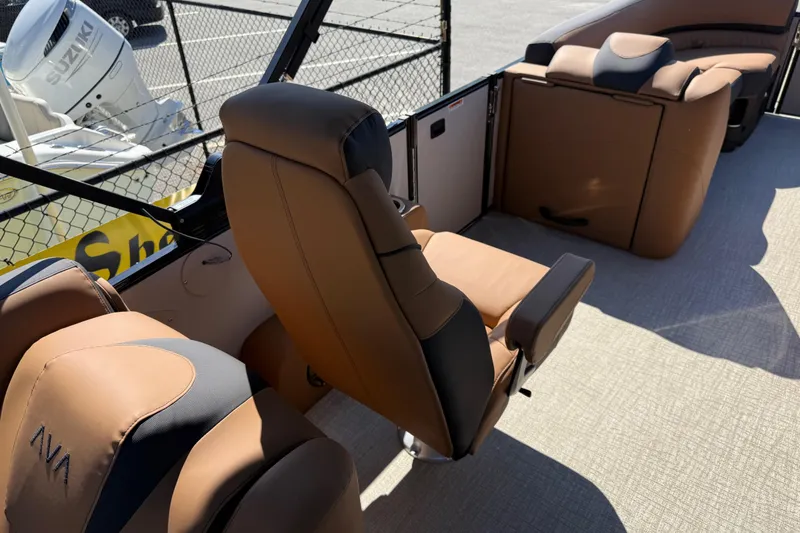 Slide: The Image of Luxurious seating on 2026 Avalon Catalina Quad Lounge boat, featuring premium upholstery and modern design. - 55