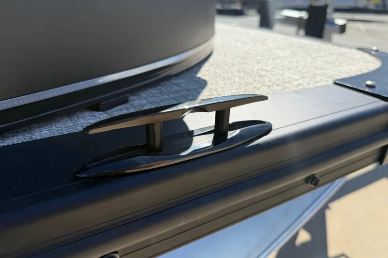 Slide: The Image of 2026 Avalon Catalina Quad Lounge boat cleat detail, showcasing sleek design and craftsmanship. - 9