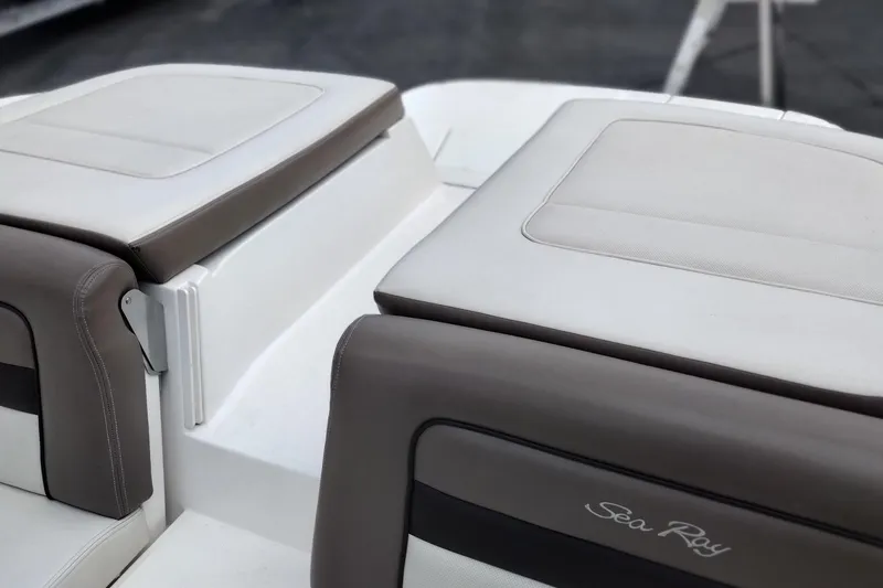 Slide: The Image of Luxury seating on a 2013 Sea Ray 300 SLX boat, featuring sleek design and comfort. - 17
