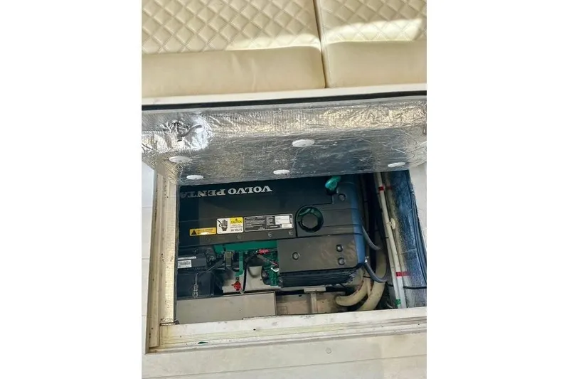 Slide: The Image of Engine compartment of a 2018 Galeon 420 Fly yacht with Volvo Penta engine. - 14
