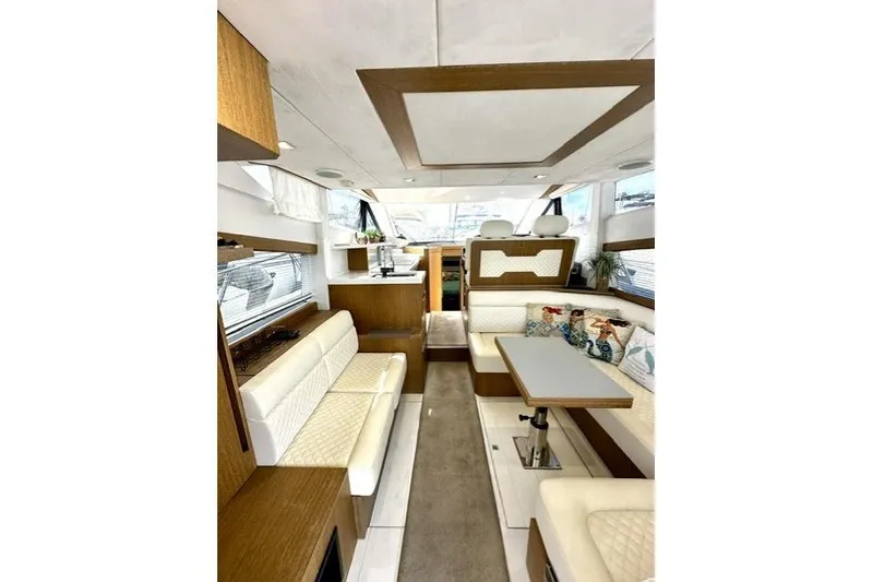 Slide: The Image of Luxurious interior of 2018 Galeon 420 Fly yacht with elegant seating and modern design. - 2