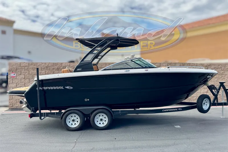The Image of 2024 Chaparral 247 SSX boat on trailer, side view. - 0